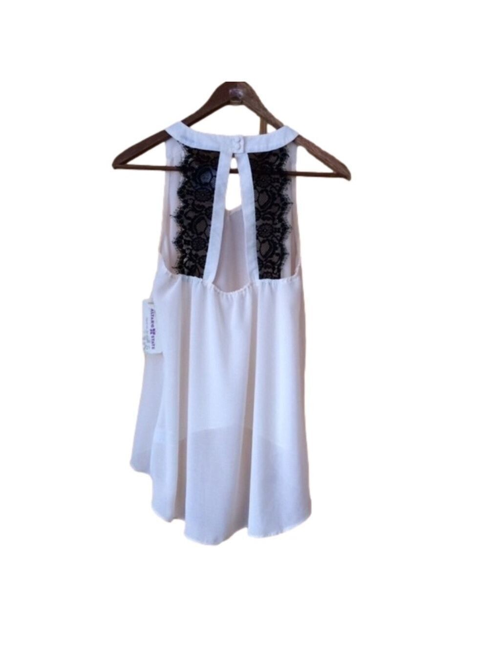 Altar’d State Sheer Hi-lo open cut-out Lace Back Blouse XS